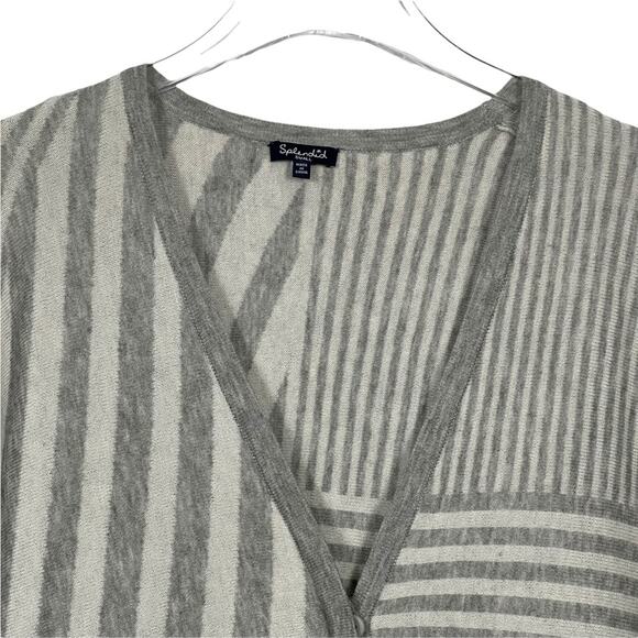Splendid Poncho Grey White Striped Longline Wool Cashmere Size Small - Picture 3 of 8